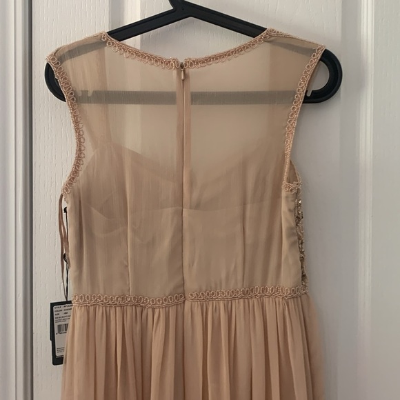 Adrianna Papell Rose champagne Beaded‎ Bodice Dress sz 4 wedding chiffon prom - Picture 6 of 16